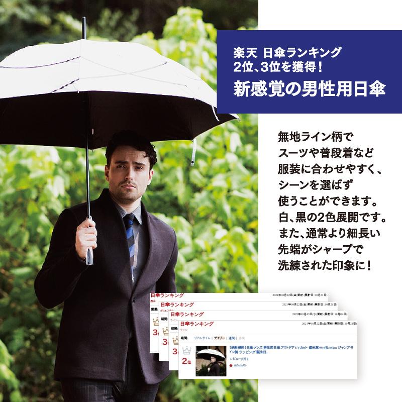 売れ筋介護用品も! 日傘 完全遮光 生地 遮光率 100% 男性用日傘 UVカット クリスタルハンドル 晴雨兼用 65cm ジャンプ傘 ラインクロス 送料無料 UVカット率・遮光率100%生地使用 晴雨兼用