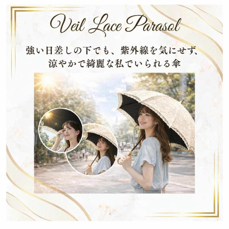 日傘 完全遮光 遮光率 100% 母の日 プレゼント ギフトお祝い UVカット 遮熱 暑さ対策 涼しい 1級遮光 花柄 レース二重張 50cm 手開 ラッピング 晴雨兼用 紫外線の画像