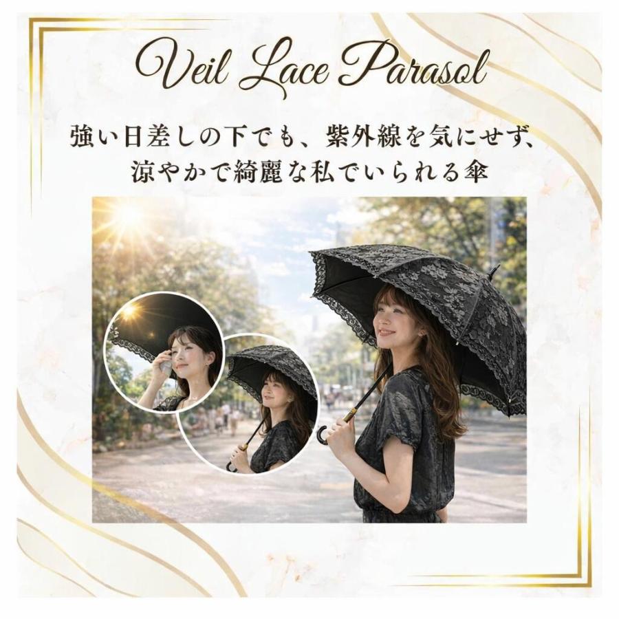 日傘 完全遮光 遮光率 100% 母の日 プレゼント ギフトお祝い UVカット 遮熱 暑さ対策 涼しい 1級遮光 花柄 レース二重張 50cm 手開 ラッピング 晴雨兼用 紫外線の画像