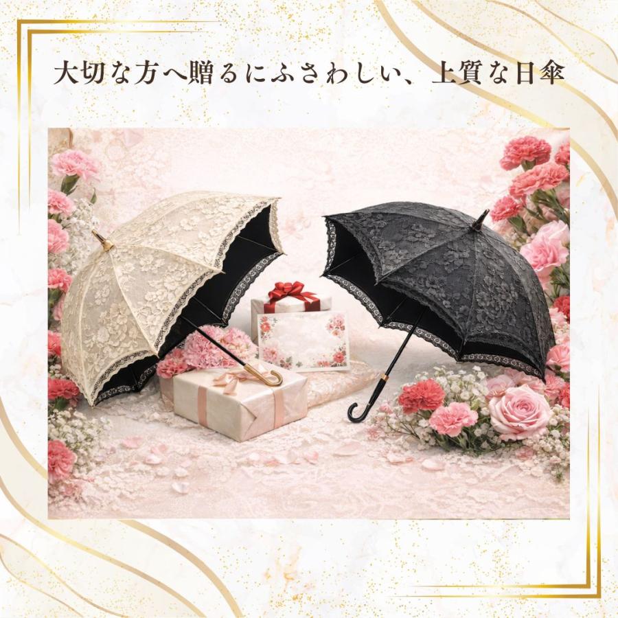 日傘 完全遮光 遮光率 100% 母の日 プレゼント ギフトお祝い UVカット 遮熱 暑さ対策 涼しい 1級遮光 花柄 レース二重張 50cm 手開 ラッピング 晴雨兼用 紫外線の画像