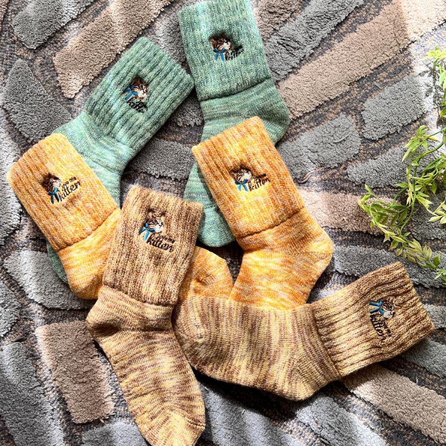 靴下の岡本公式】17℃ レディース ソックス LOVE ME KITTEN刺繍ソックス