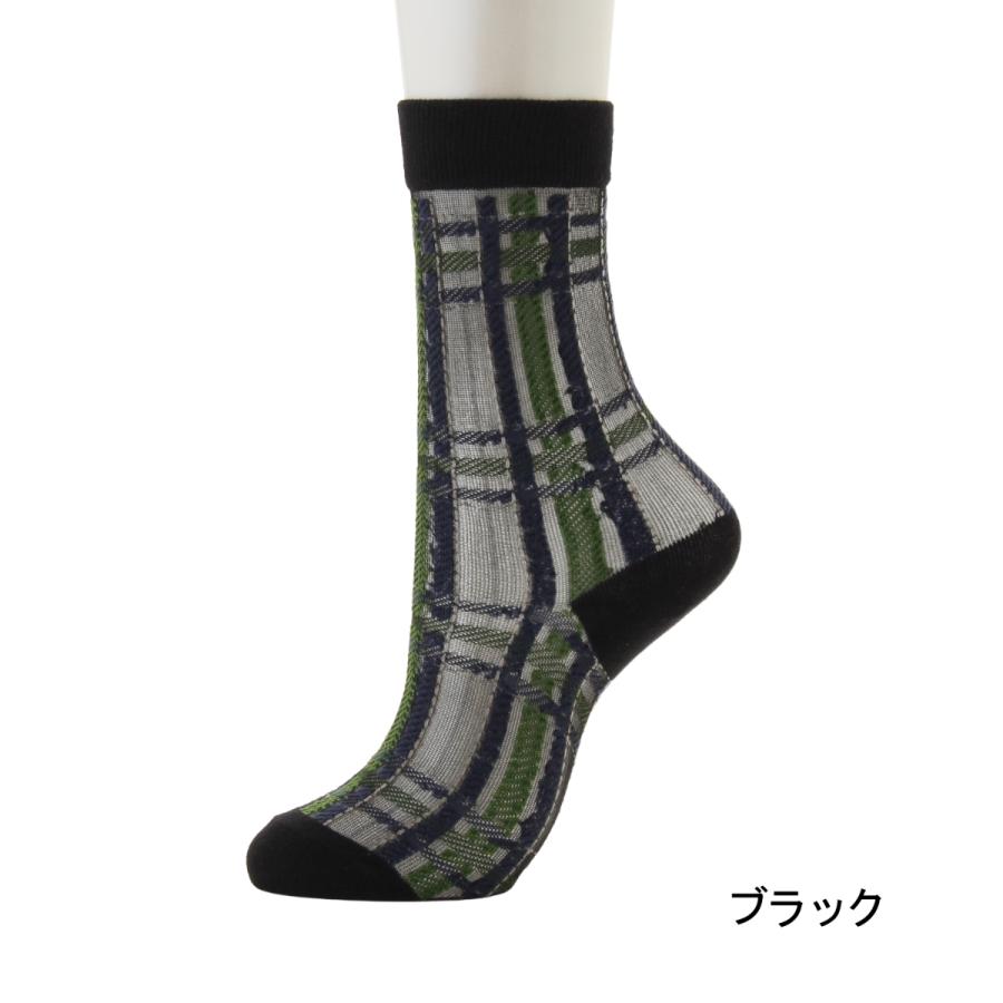 17℃ SALE 靴下の岡本公式 レディース ソックス シアーチェック 靴下