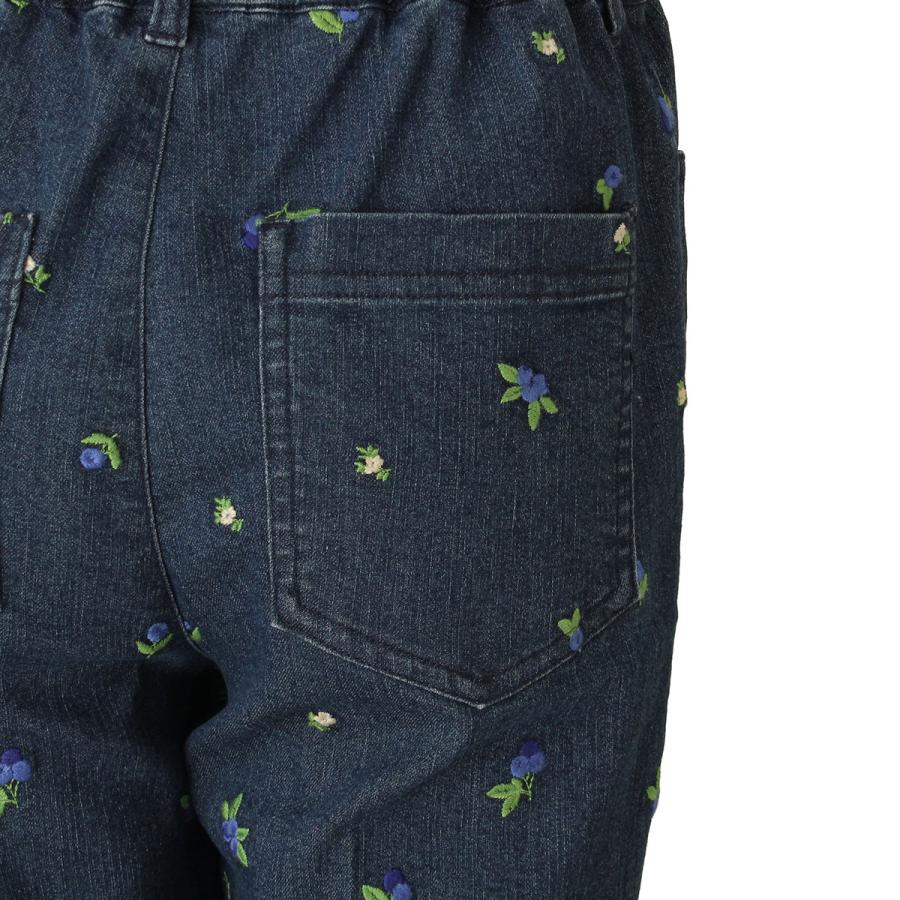 17℃ SALE 靴下の岡本公式 レディース パンツ デニム ブルーベリー 刺繍