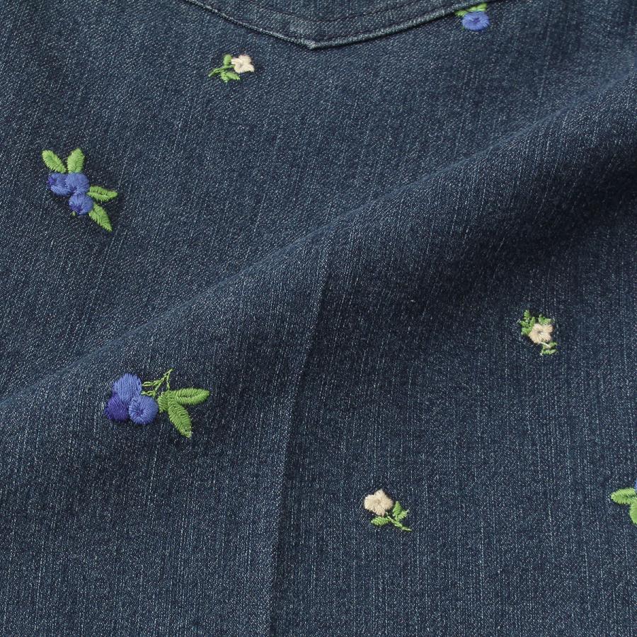 17℃ SALE 靴下の岡本公式 レディース パンツ デニム ブルーベリー 刺繍