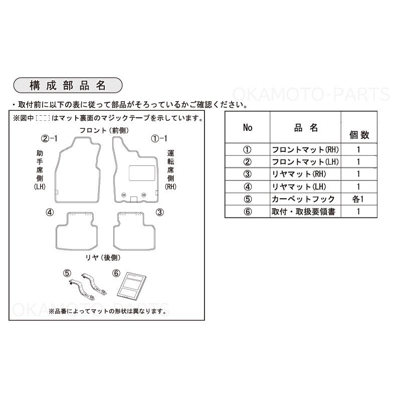ダイハツ（DAIHATSU） (140T)2WD車用カーペットマット(グレー)1台