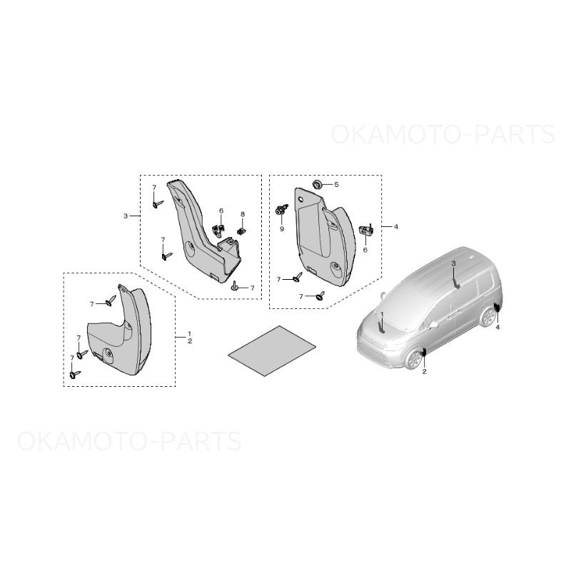 フリード (ZS)マッドガード(AIR用)NH-883P プラチナホワイト(前後左右