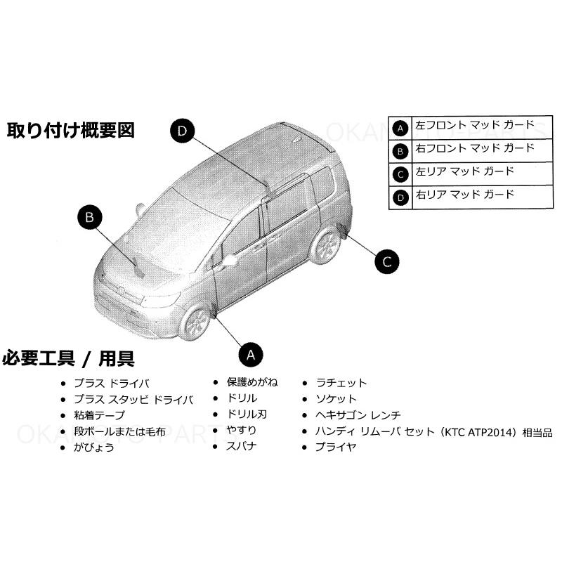 フリード (ZS)マッドガード(AIR用)B645P シーベットブルー(前後左右分