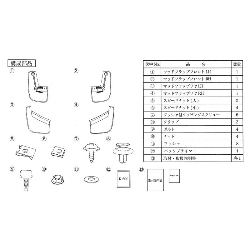 HUSTLER マッドフラップセット 1台分(前後左右)セット「スズキ HUSTLER マッドフラップセット 1台分(前後左右)セット「スズキ