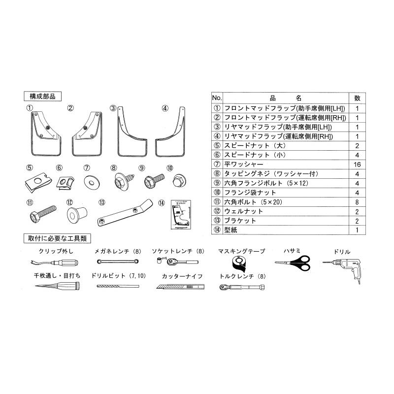 未開封 純正 マッドフラップセット 1台分 ブラック ジムニーシエラ / ノマド ジムニー (ZT)マッドフラップセット(ブラック)前後左右分セット