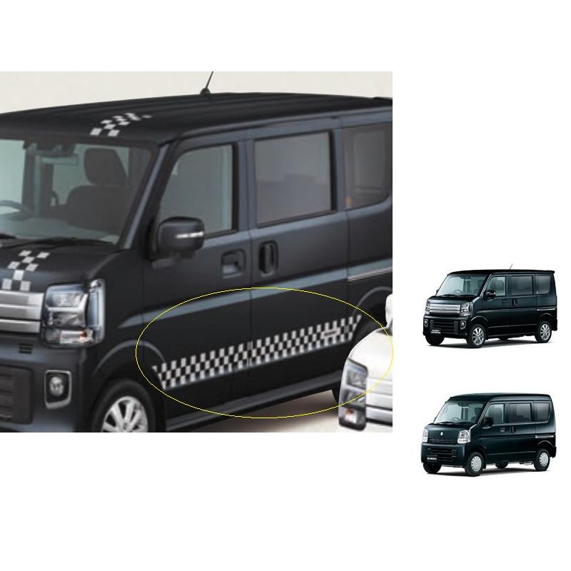 エブリイワゴン サイドデカール(チェッカー/ホワイト/左右セット