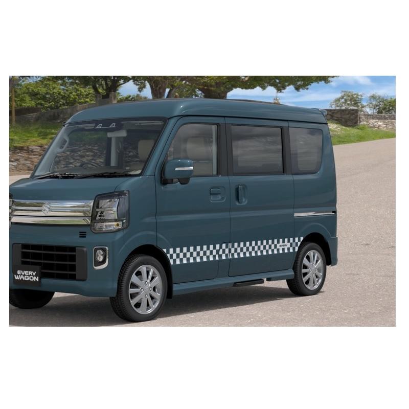 エブリイワゴン サイドデカール(チェッカー/ホワイト/左右セット