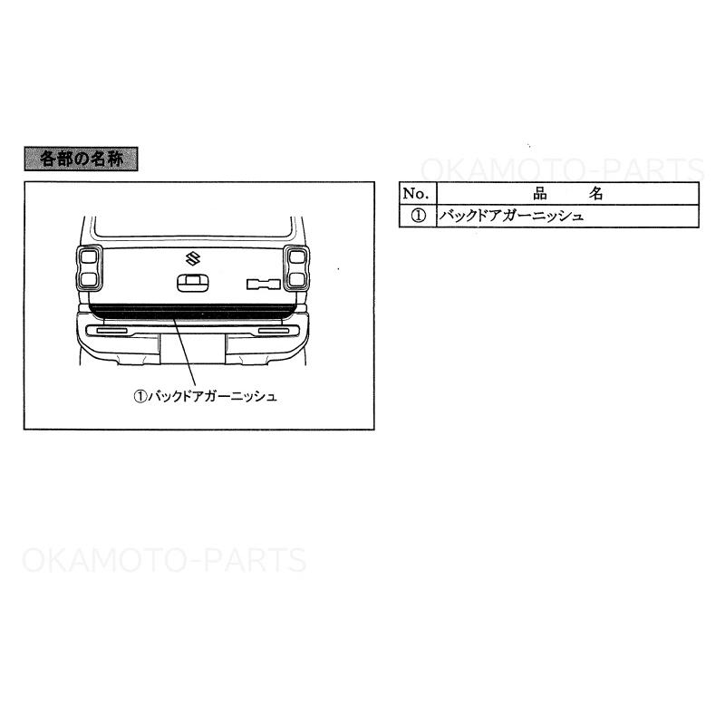 ハスラー (ZT)バックドアガーニッシュ(ボルト2本付き)「スズキ