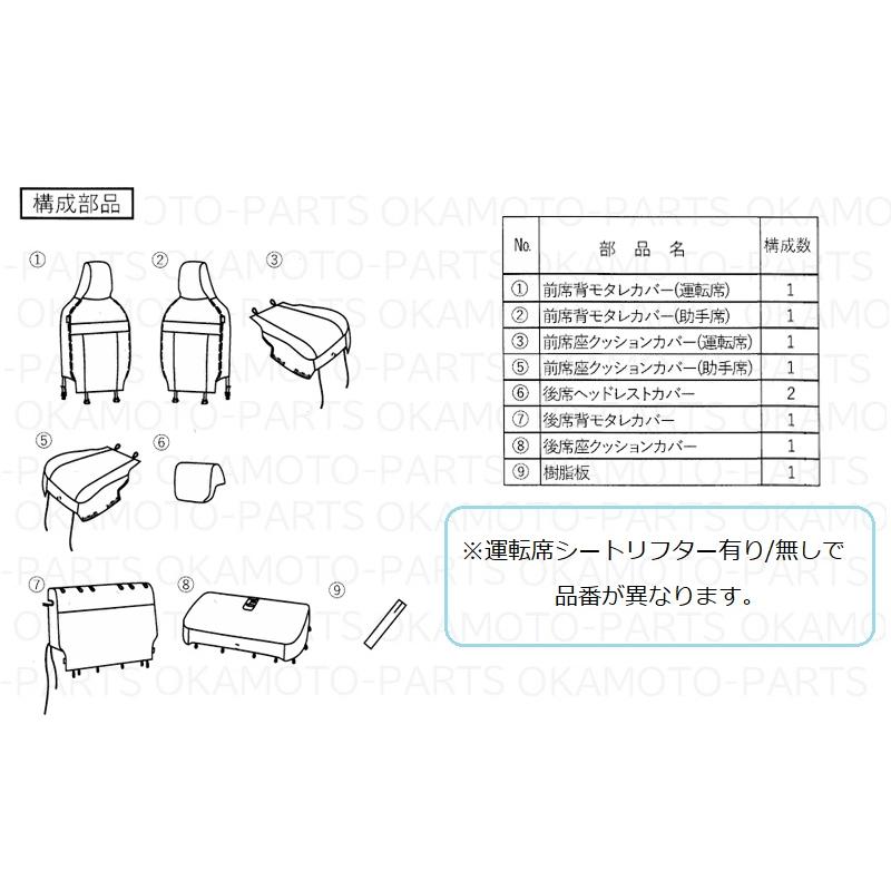 26T))シートカバー(運転席シートリフター付き車用)1台分セット
