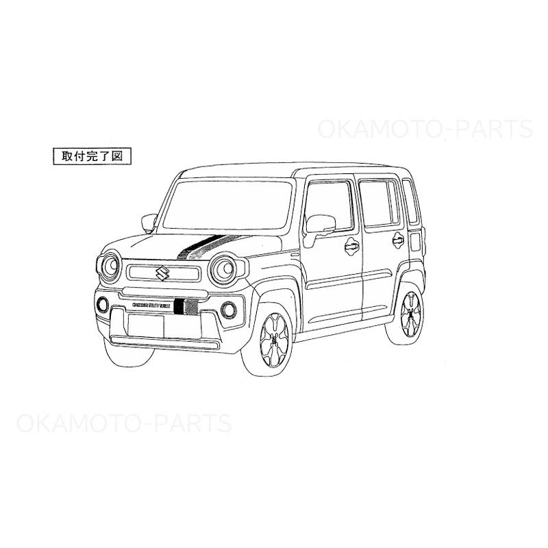 ハスラー (KT)フロントデカール(スタイリッシュスタイル)ブラック
