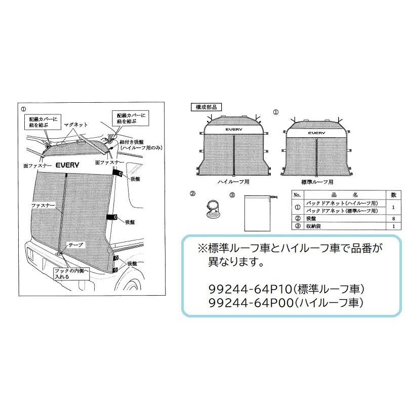 エブリイワゴン バックドアネット(ハイルーフ車用)「スズキ純正 エブリイワゴン バックドアネット(ハイルーフ車用)「スズキ純正