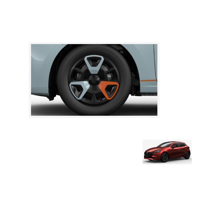 デミオ フルホイールキャップセット(MAZDA 2 専用品)オレンジ/エア