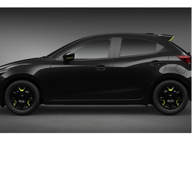 フルホイールキャップセット(MAZDA 2 専用)ブラック/ライムグリーン[マツダ純正用品]ＭＡＺＤＡ２　DJLFS/DJLAS/DJ5FS/DJ5AS　D65MV3800　Ｄ６５ＭＶ３８００ | デミオ | 02