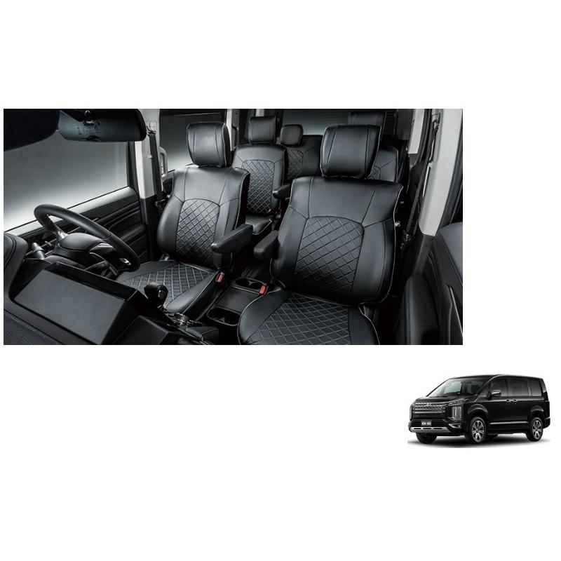 三菱（MITSUBISHI） (LT)本革調シートカバー(8人乗り用)1台分セット 