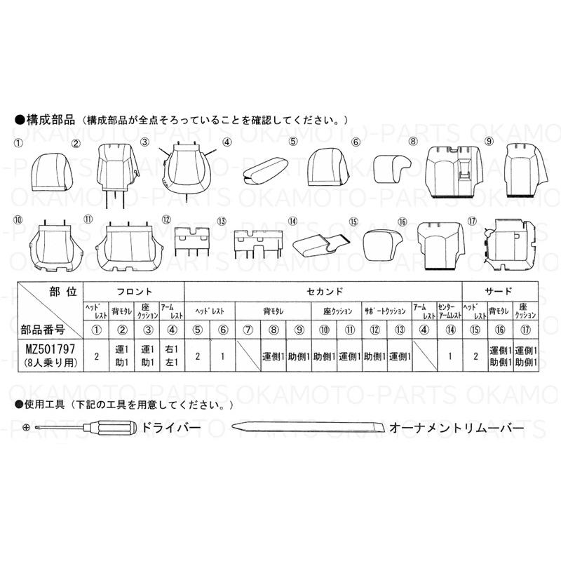 三菱（MITSUBISHI） (LT)本革調シートカバー(8人乗り用)1台分セット