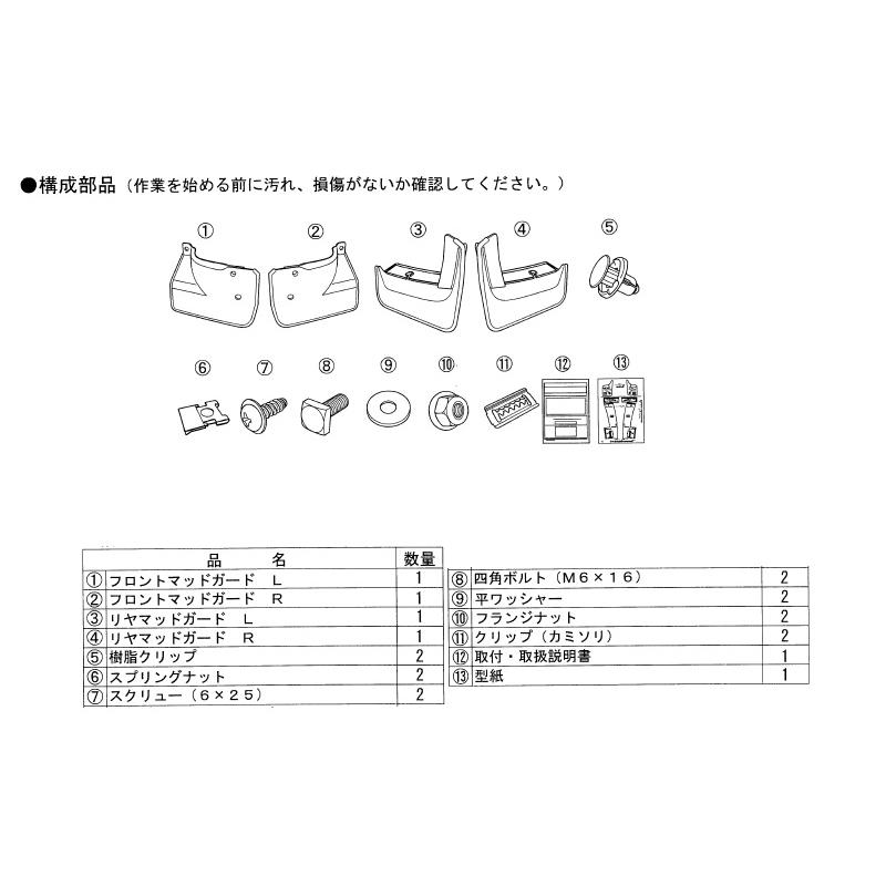三菱 (ZT)マッドガード（ekクロス用）「ミツビシ純正用品」ek