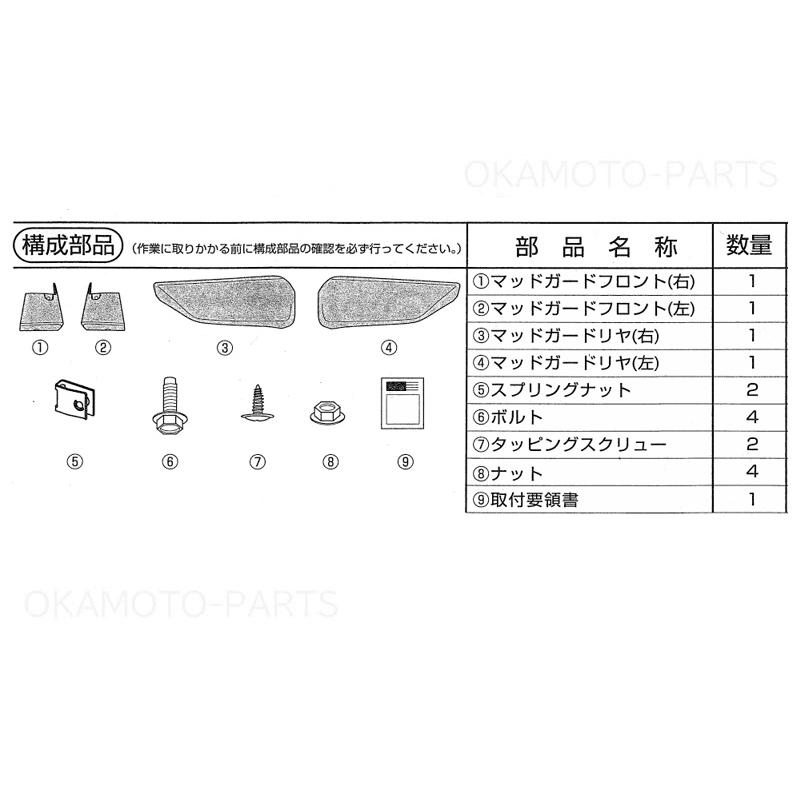 三菱（MITSUBISHI） (ZT)マッドガード(樹脂製)1台分セット「ミツビシ