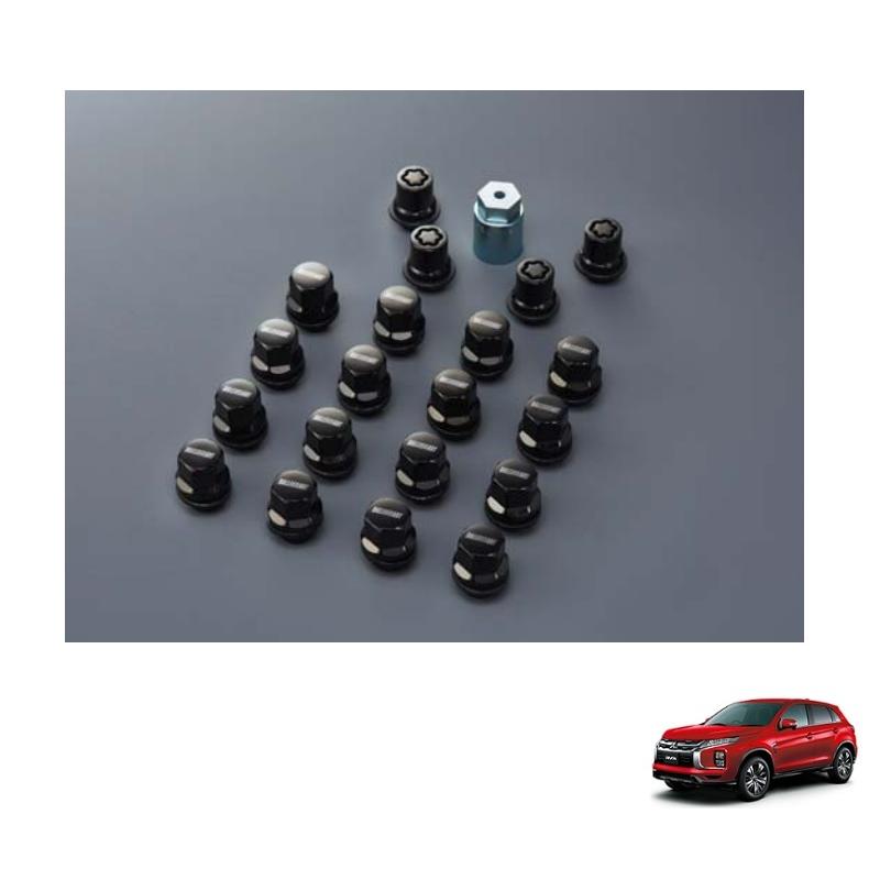 三菱（MITSUBISHI） (18T)ブラックホイールロックナット＆ラグナット