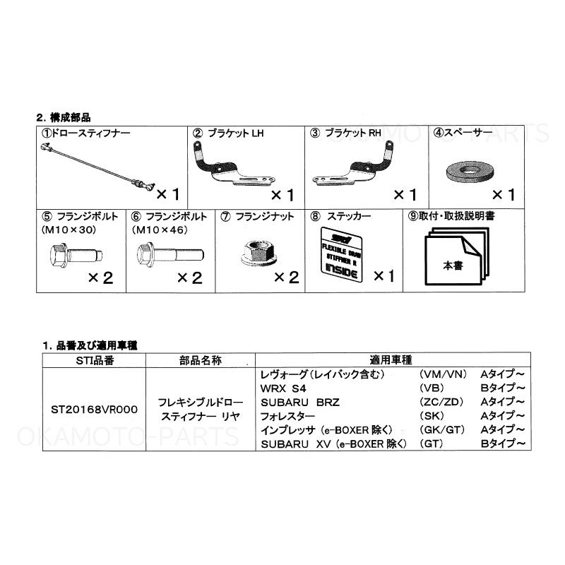 WRX S4 (ZT)STIフレキシブルドロースティフナー（リヤ）「スバル純正