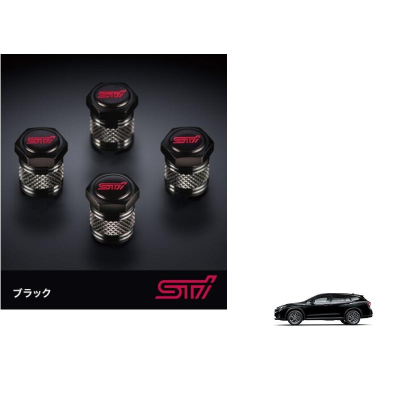 レヴォーグ (T)STIバルブキャップセット(ブラック)4個入り「スバル