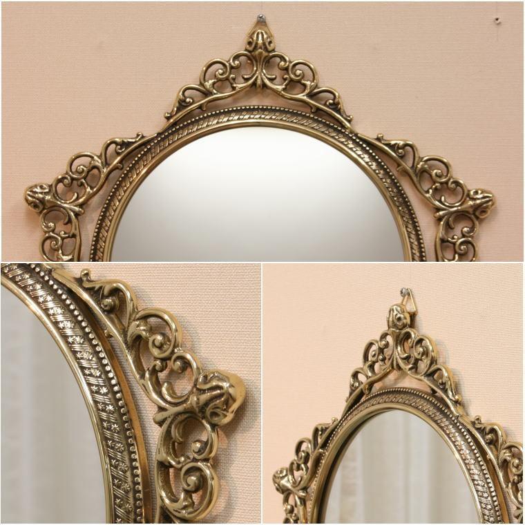 良品】イタリア製　壁掛けミラー　オカモト　カガミ　アンティーク 良品】イタリア製 壁掛けミラー オカモト カガミ アンティーク