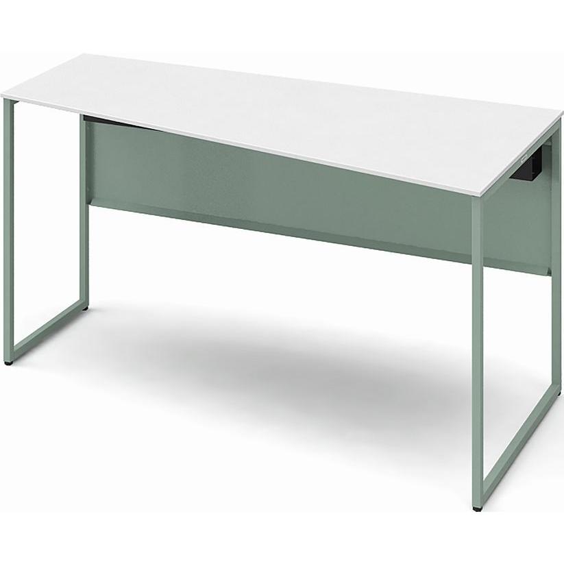 オカムラ SOLISTE ソリスト デスク 台形天板：右タイプ 3K20EE フレーム脚：アクセントカラー メラミン天板：ホワイト 幅1200 完成品