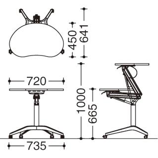 【極美品】オカムラ　昇降テーブル　手動昇降デスク　ライズフィットⅢ　そら豆形 極美品】オカムラ 昇降テーブル 手動昇降デスク ライズフィット