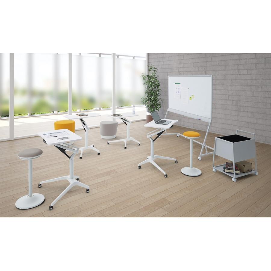 【極美品】オカムラ　昇降テーブル　手動昇降デスク　ライズフィットⅢ　そら豆形 極美品】オカムラ 昇降テーブル 手動昇降デスク ライズフィット