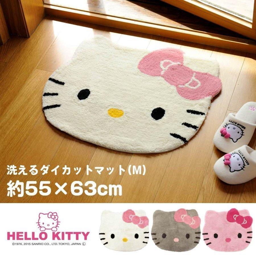 フロアラグ ハローキティ ダイカット マット M 約55 63cm キティちゃん ミニラグ 洗面マット 玄関 アクセントラグ フェイス サンリオ 洗濯可 Hello Kitty 業務用品通販 オカプロ 通販 Yahoo ショッピング