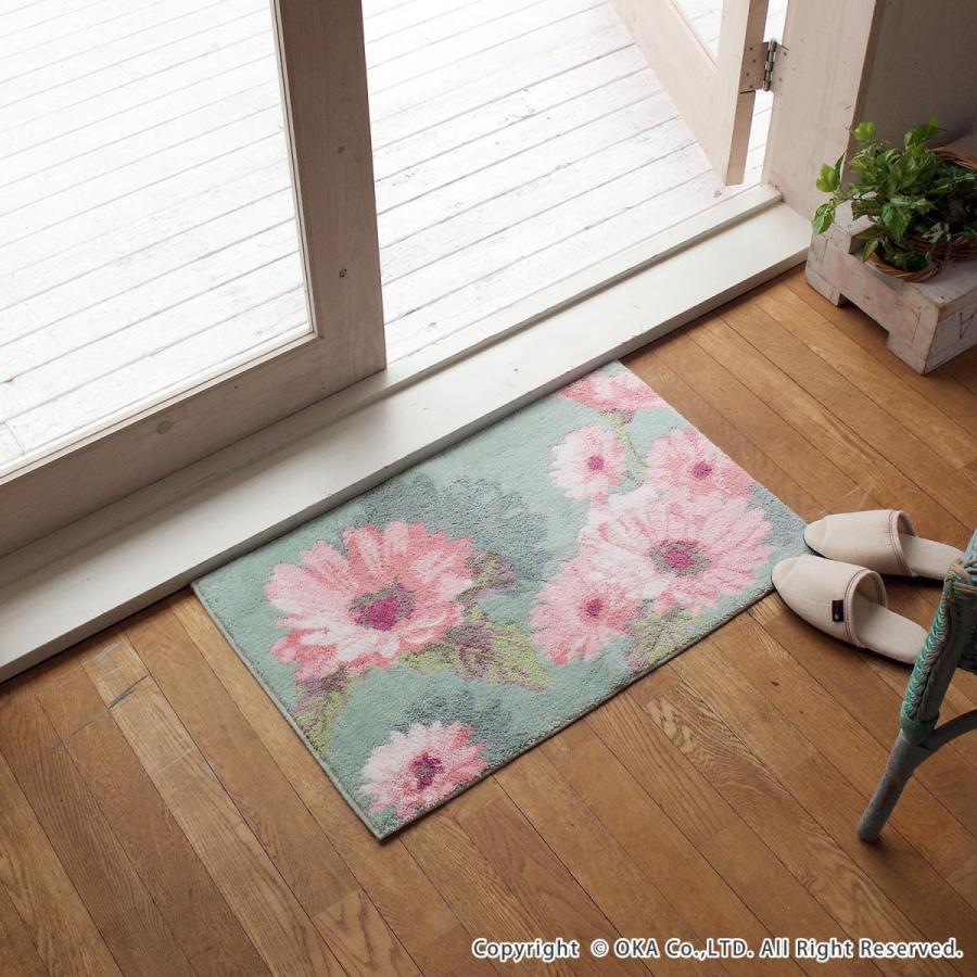 玄関マット 屋内 約45 75cm Thinka フランシール 日本製 ウィルトン織り マット おしゃれ 25 Off 室内 オカ 吸着 ズレにくい 洗面マット 花柄 風水 洗える