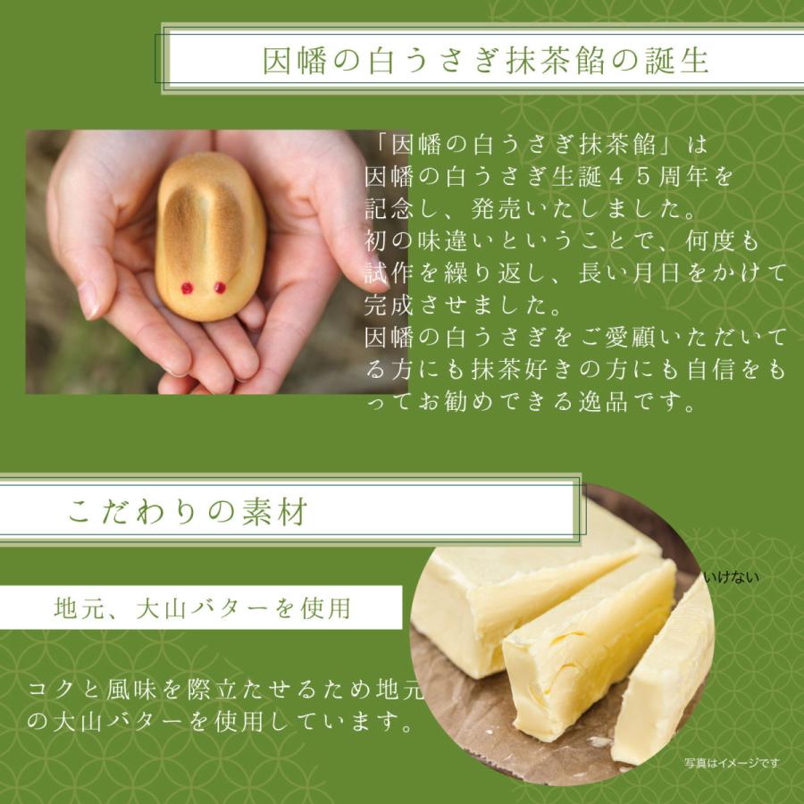 ご挨拶 因幡の白うさぎ 抹茶 8個 うさぎのお饅頭 2024 御礼 かわいい お菓子 ギフト お取り寄せ 寿製菓 山陰 銘菓 鳥取 ご縁 お返し 手土産｜okashinet｜04