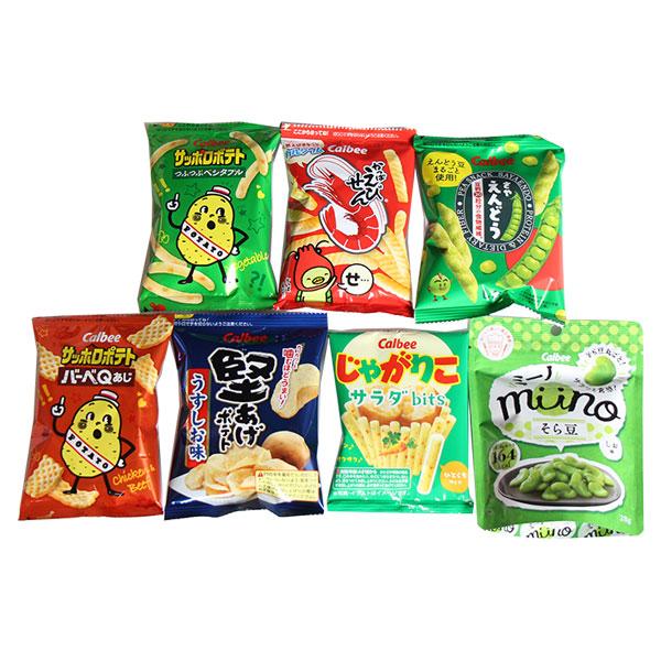 お菓子 詰め合わせ(全国送料無料)1200円ポッキリ！じゃがりこも入ったカルビーだけのお試しスナックセット7袋 おかしのマーチ メール便 (omtmb8224)｜okashinomarch｜02