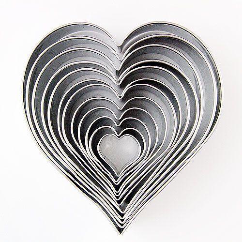 ハート型金属製型抜き 9個セット パテ抜き ハート ＃9 ステンレス製 クッキー抜き型 クッキー型 型抜き