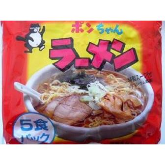 信陽食品　ポンちゃんラーメン５食醤油　6入　まとめ買い｜okashiya