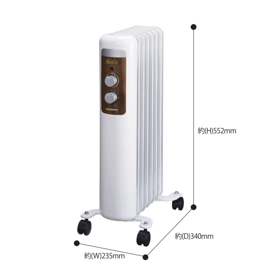 オイルヒーター ホワイト ウッド調パネル おしゃれ スリム キャスター
