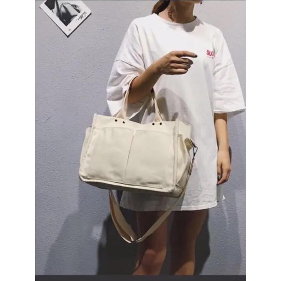 トートバッグ 2WAY キャンバス生地 ショルダー 斜め掛け レディース