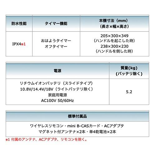 マキタ 【makita TV100】充電式ラジオ付テレビ(本体のみ マキタ 【makita TV100】充電式ラジオ付テレビ(本体のみ