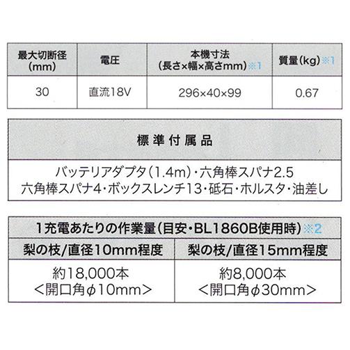 makita マキタ UP180DZK 充電せん定ばさみ(本体のみ/ケース、ホルスター付)18V コードレスの画像
