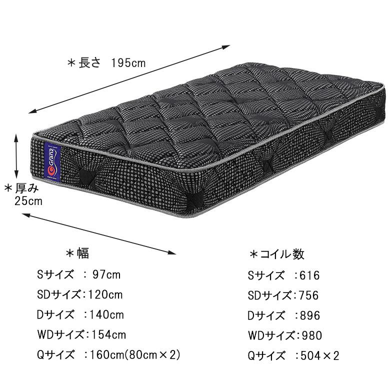 ポケットコイルマットレス セミダブルサイズ ハードタイプ 交互配列