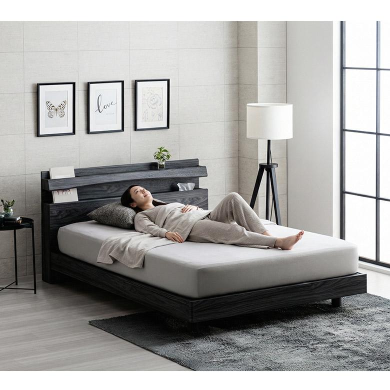 宮付き ベッドフレーム 足元を照らすフロアライト付き LED コンセント