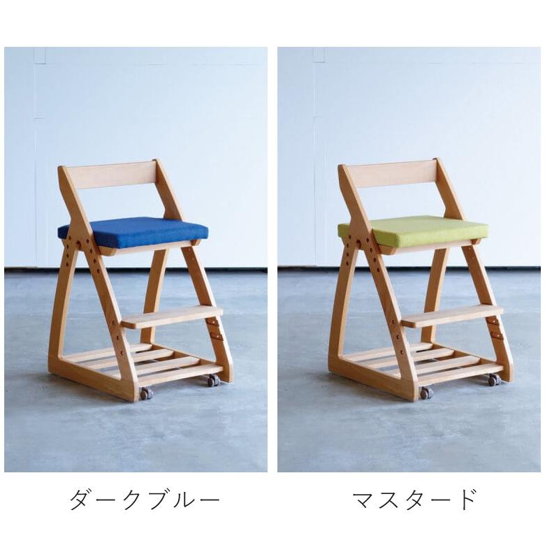 ★キッズ家具★杉工場  レオ LEO 国産 木製学習チェア アルダー材/ビーチ材 板座 布座カラー5色 座面(4段階調整) ステップ(3段階調整) キャスター付き 完成品の画像