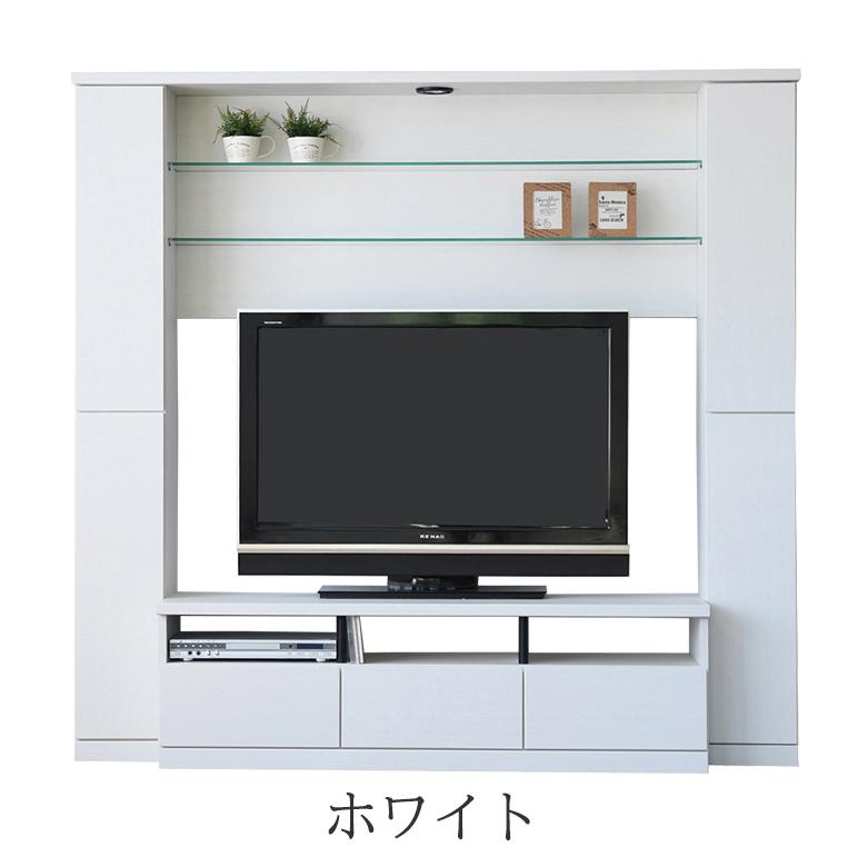 190 TVボード 壁面収納 幅190cm ハイタイプ テレビ台 ブラウン