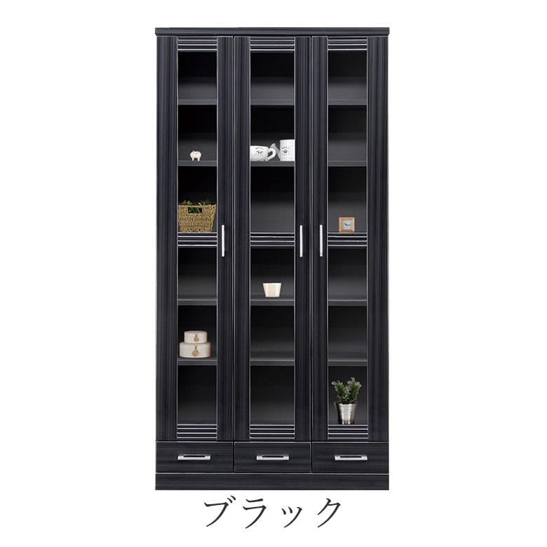 本棚 書棚 90cm ハイタイプ ハイグロスシート ホワイト・ブラック