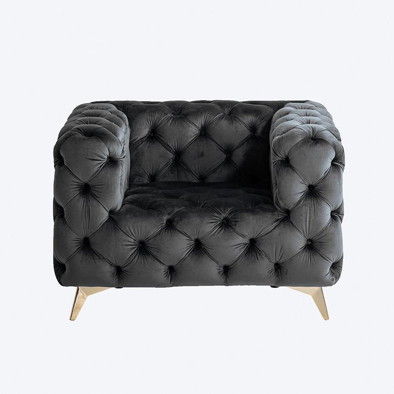 【高級】ⅬOWYA ロウヤ 1人掛けソファ ベルベット調　エレガント グレー ベルベット生地】一人掛けエレガントソファ 高級】ⅬOWYA ロウヤ 1人