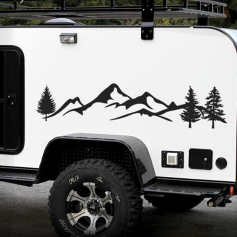Suv RV キャンピングカーオフロード 1 pc 100 センチメートル黒/白山車装飾ペット反射森林カーステッカー |c｜okawashoutenn