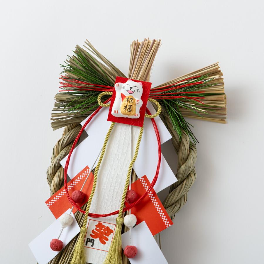 秀〆（HIDESHIME） 正月飾り しめ飾り 玄関飾り 笑門 （招き猫